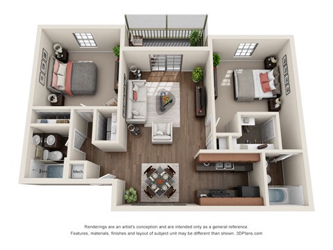 2 bedroom 2 bath floor plan